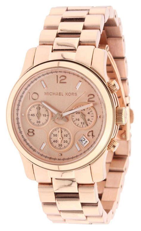 michael kors rose gold runway chronograph mk5128 women& 39|Michael Kors Women's Runway Rose Gold Plated Stainless Steel .